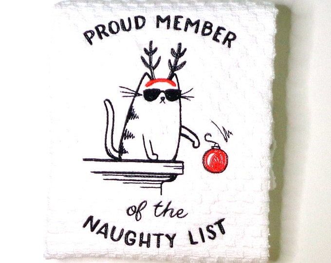 Christmas Kitchen Towel, Funny Cat Gift Etsy