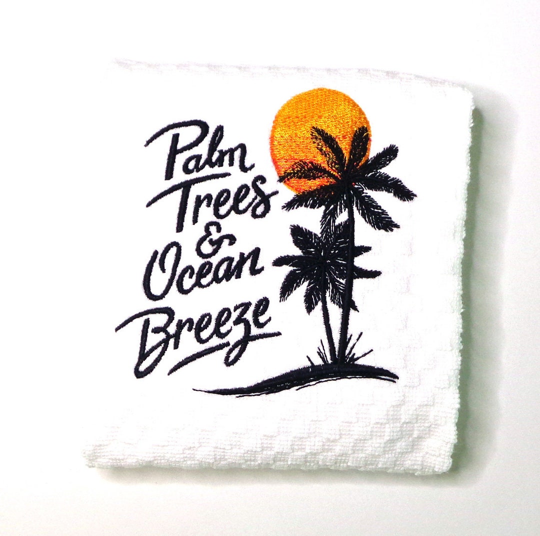 Palm Tree Kitchen Towel Ocean Decor Etsy