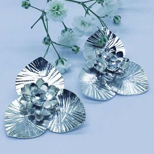 Boucles d'oreilles Lotus 3 feuilles