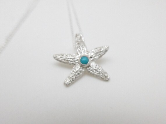 Pendentif étoile de mer opaline bleu 