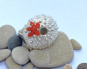 Bague oursin et corail