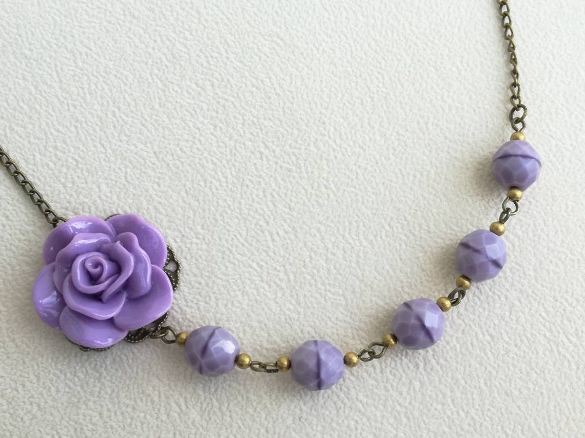 Lilac Rose Necklace Lilac Flower Necklace Lavender Necklace Etsy UK