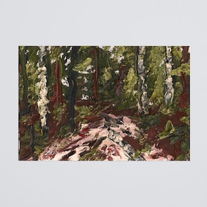 Sunlight In the Forest (POSTER) by Mike Kraus - art trees woods nature abstract green brown white impressionism natural gifts spring summer