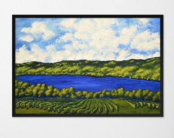 Seneca Lake (FRAMED POSTER) artwork finger lakes flx winery upstate ny rochester syracuse buffalo new york summer vineyards spring gifts fun