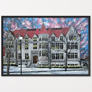 Kent Hall an der University of Chicago (GERAHMT POSTER) von Mike Kraus – Kunst UChicago Illinois Architektur College School Studenten Geschenke Geschenke