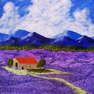 Lavender Farm (ORIGINAL DIGITAL DOWNLOAD) by Mike Kraus - art provence france french farm house home europe flowers mountains clouds sky wow