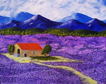 Lavender Farm (ORIGINAL DIGITAL DOWNLOAD) by Mike Kraus - art provence france french farm house home europe flowers mountains clouds sky wow