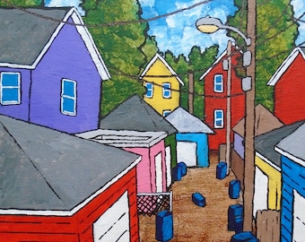 Chicago Alley (ORIGINAL DIGITAL DOWNLOAD) Mike Kraus - art houses homes garages street roads architecture neighborhoods midwest america usa