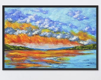 Seneca Lake (FRAMED POSTER) by Mike Kraus - artwork finger lakes flx upstate ny rochester syracuse buffalo new york summer vineyard sunsets