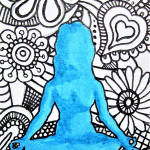 Yoga is For Posers #360 (ARTIST TRADING CARDS) 2,5 x 3,5 inch door Mike Kraus - topkunst fitness oefening zelfzorg gezond poseren meditatie plezier
