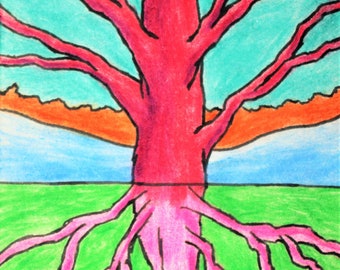Mother Tree #529 (ARTIST TRADING CARDS) by Mike Kraus 2.5 " x 3.5" - aceo atc forest woods nature hikes hiking environment kindness love fun