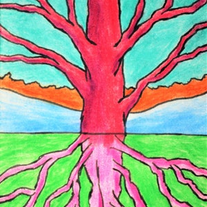 árvore mãe nº 529 (cartão colecionável do artista) por Mike Kraus 6,35 cm x 8,89 cm - aceo atc floresta bosques natureza caminhada ambiente