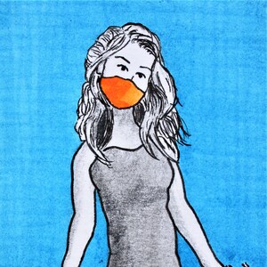 Mantén la distancia n.° 393 (TARJETAS INTERCAMBIABLES DE ARTISTA) 2,5" x 3,5" Mike Kraus - art aceo atc figura de mujer retrato niña coleccionables históricos raros
