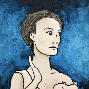 garota desconhecida #453 (cartão colecionável do artista) 6,35 cm x 8,89 cm por Mike Kraus- arte aceo atc Natal Hanukkah eid mulher mulheres