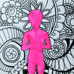 ioga #471 (cartão colecionável do artista) 6,35 cm x 8,89 cm por Mike Kraus - aceo atc Natal eid Presente meditação pose de montanha kwanzaa