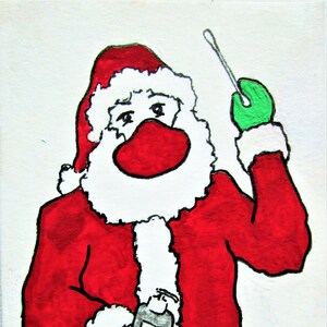 Keep Your Distance #406 (ARTIST TRADING CARDS) 2,5 x 3,5 inch Mike Kraus - aceo atc christmas xmas santa claus kris kringle sinterklaas liefde