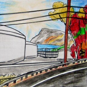 Hudsonfloden (KONSTNÄRSSAMLARKORT) 2,5x3,5 Mike Kraus - aceo atc höst höstlandskap historia
