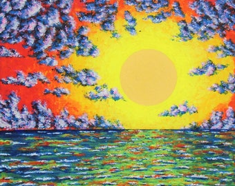 Sun Setting On Lake Michigan (ORIGINAL DIGITAL DOWNLOAD)  by Mike Kraus - great lakes art water swimming boating sea fishing summer clouds