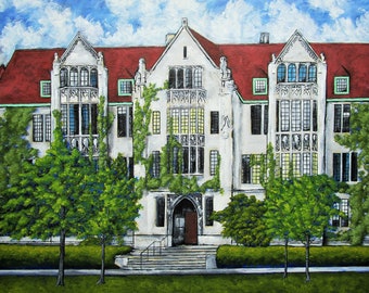 Eckhart Hall en la Universidad de Chicago (descarga digital original) por Mike Kraus-Arte Illinois arquitectura Universidad colegio