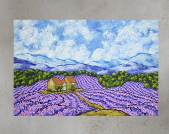 Lavender Farm (POSTER) by Mike Kraus - art provence france french europe blue purple gifts sky mountain beautiful flowers spring summer mom