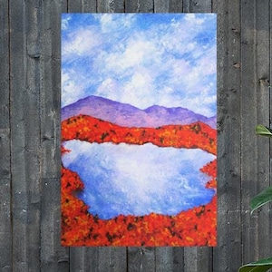 Autumn In the Adirondacks (PRINT) Mike Kraus - art upstate ny new york fall mountains lake clouds sky hikes hiking fall trees forest woods