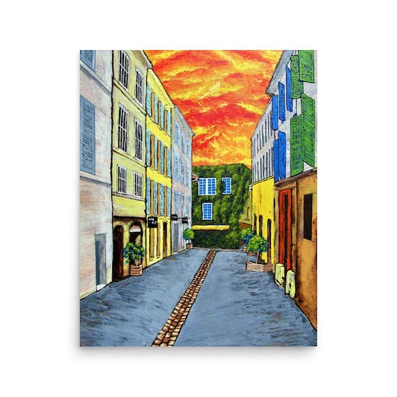 Streets of Aix-en-Provence (PRINT) Mike Kraus - art france french riviera cote d'azur village urban sunset city romance romantic european