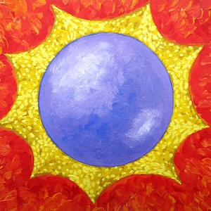 Total Solar Eclipse ORIGINAL ACRYLIC PAINTING 8 x 10 by Mike Kraus art sun moon totality Great North American outer space universe red image 1