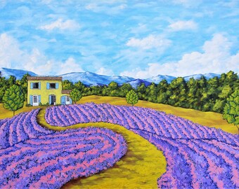 Lavender Farm (ORIGINAL DIGITAL DOWNLOAD) by Mike Kraus - art provence france french painting home decor designer flowers holidays christmas