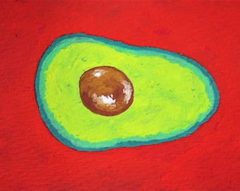 Avo' Good Day #359 (ARTIST TRADING CARDS) 2.5" x 3.5" by Mike Kraus-aceo art avocado healthy food fruit self care berry seeds mother's day