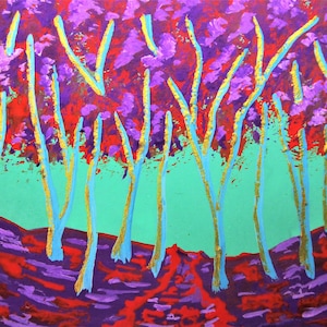 crepúsculo madeiras #486 (cartão colecionável do artista) 6,35 cm x 8,89 cm por Mike Kraus - aceo atc Presente Natal hanukkah eid árvores