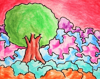 Mother Tree (ARTIST TRADING CARDS) 2.5x3.5 Mike Kraus - aceo atc forest woods nature hiking