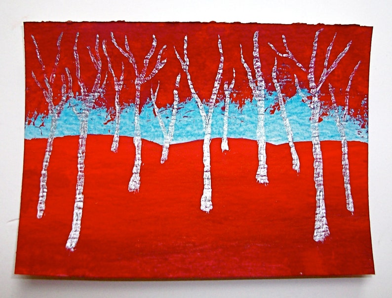 ARTIST TRADING CARDS Twilight Woods #113 2.5 x 3.5 by Mike Kraus