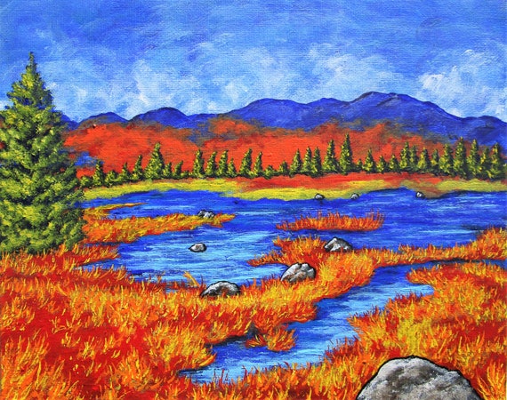8 x10 Adirondack/'s in the Fall Print Acrylic Painting
