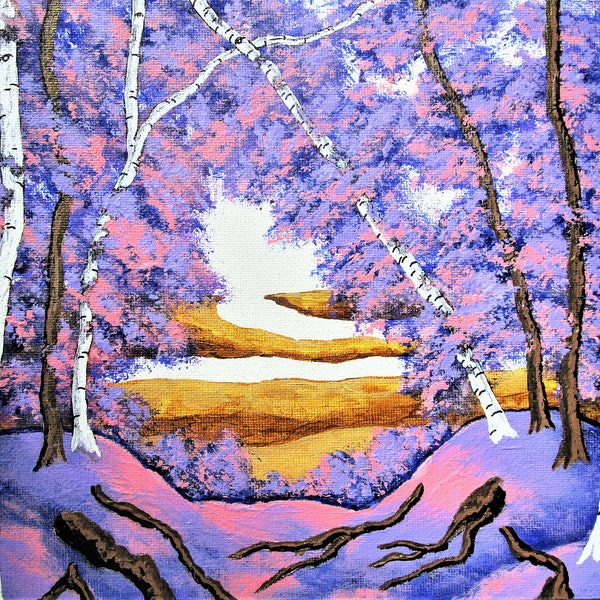 Birkenwald (Original Acrylbild) 20,3 cm x 25,4 cm von Mike Kraus - Kunst Bäume Wald Espe Natur Wanderung wandern Ostern Passah Ramadan