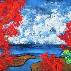 lac Ontario automne #456 (carte à collectionner d'artiste) 6,35 cm x 8,89 cm par Mike Kraus - aceo atc Noël Hanoukka eid tomber plage Lacs