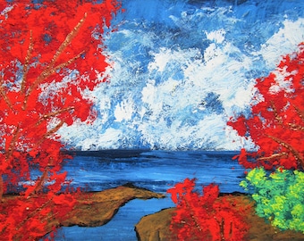 Lake Ontario Autumn #456 (ARTIST TRADING CARDS) 2.5" x 3.5" by Mike Kraus - aceo atc christmas xmas hanukkah chanukah kwanzaa eid fall beach