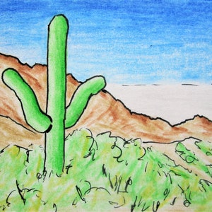 qualquer cacto nº 503 (cartão colecionável do artista) 6,35 cm x 8,89 cm por Mike Kraus - aceo atc deserto de sonora Califórnia México Natal
