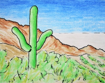 Whatever Cactus #503 (ARTIST TRADING CARDS) 2.5" x 3.5" by Mike Kraus - aceo atc sonoran desert california mexico baja sur cacti arizona fun