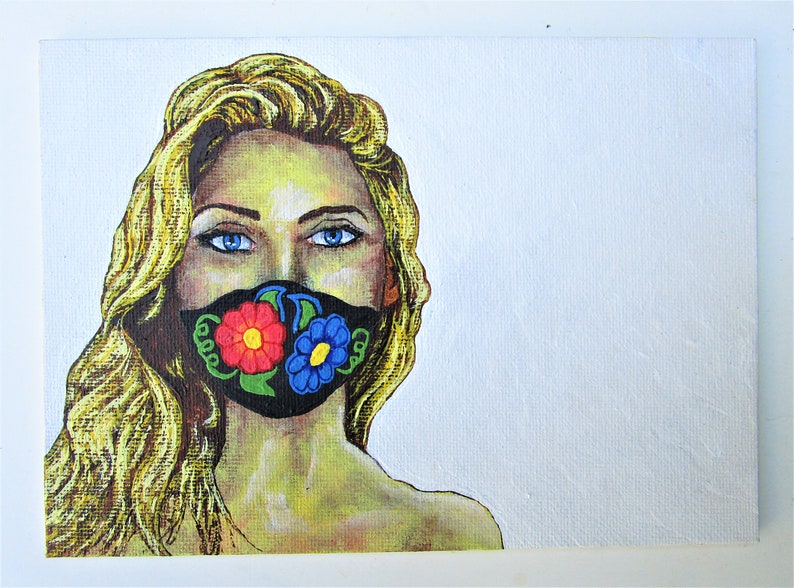 Latest Summer Fashions ORIGINAL ACRYLIC PAINTING 5 x 7 Mike Kraus face masks coverings personal care healthy beauty love sexy fun image 4