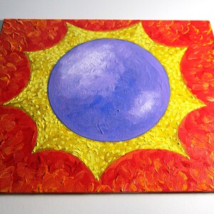 Total Solar Eclipse ORIGINAL ACRYLIC PAINTING 8 x 10 by Mike Kraus art sun moon totality Great North American outer space universe red image 5