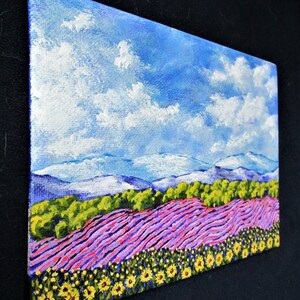 Sunflowers and Lavender In Provence France ORIGINAL ACRYLIC PAINTING 5 x 7 by Mike Kraus french art valentine's day wife girlfriends image 4
