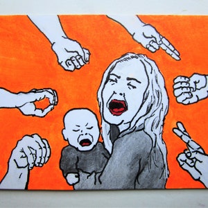 Don't Touch Your Face 423 ARTIST TRADING CARDS 2.5 x 3.5 by Mike Kraus-art aceo atc mom mother's day face masks mouth hands healthy image 4
