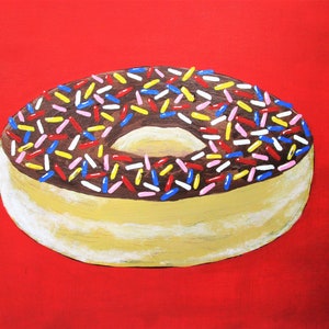 Heavenly Donut (ORIGINAL DIGITAL DOWNLOAD) by Mike Kraus - art doughnut desserts sprinkles red beige chocolate sweet treat snacks restaurant