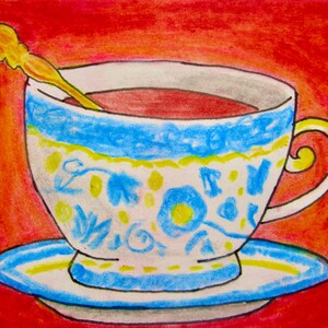 Thee (ARTIST TRADING CARDS) 2,5 x 3,5 Mike Kraus - aceo atc drinks antieke vintage keuken eetkamer