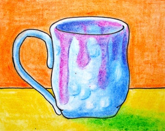 Artist Mug #565 (ARTIST TRADING CARDS) 2.5" x 3.5" by Mike Kraus - aceo atc coffee cups kitchen dining room americano cappuccino latte mocha