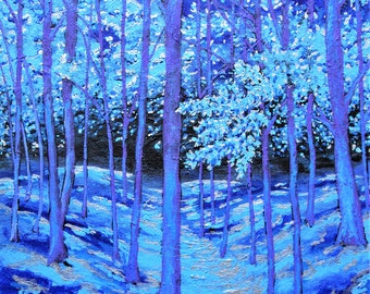 Twilight Woods (ORIGINAL DIGITAL DOWNLOAD) by Mike Kraus - blue trees forest christmas hanukkah gifts presents holidays stocking stuffer art