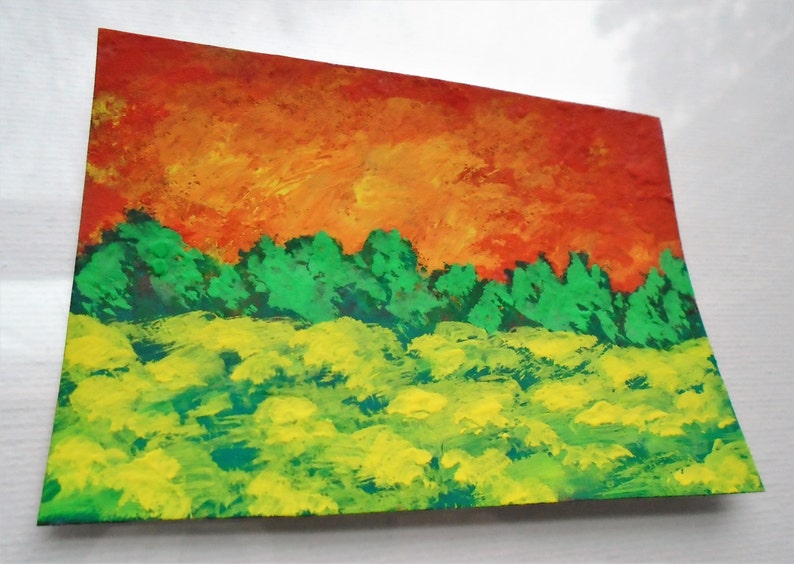 ARTIST TRADING CARDS 2.5 x 3.5 by Mike Kraus Sunset Meadow #213
