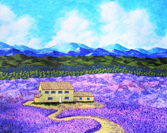 Lavender Farm (ORIGINAL DIGITAL DOWNLOAD) by Mike Kraus - art provence france french flowers sky house home mountain mother's day easter