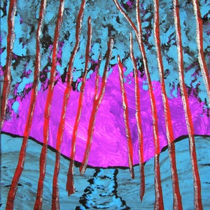 crepúsculo madeiras #485 (cartão colecionável do artista) 6,35 cm x 8,89 cm por Mike Kraus-aceo atc árvores floresta Presente Natal hanukkah