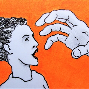 I'm Not Touching You #407 (ARTIST TRADING CARDS) 2,5 x 3,5" door Mike Kraus - art aceo atc christmas xmas hanukkah chanukah kwanzaa eid cadeaus